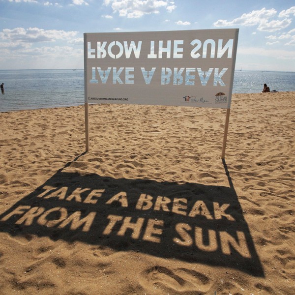 Very effective signage from skin cancer awareness campaigners.
