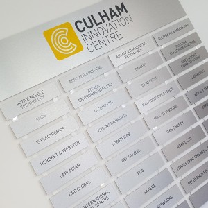 New reception signage at Culhham Innovation Centre in metal